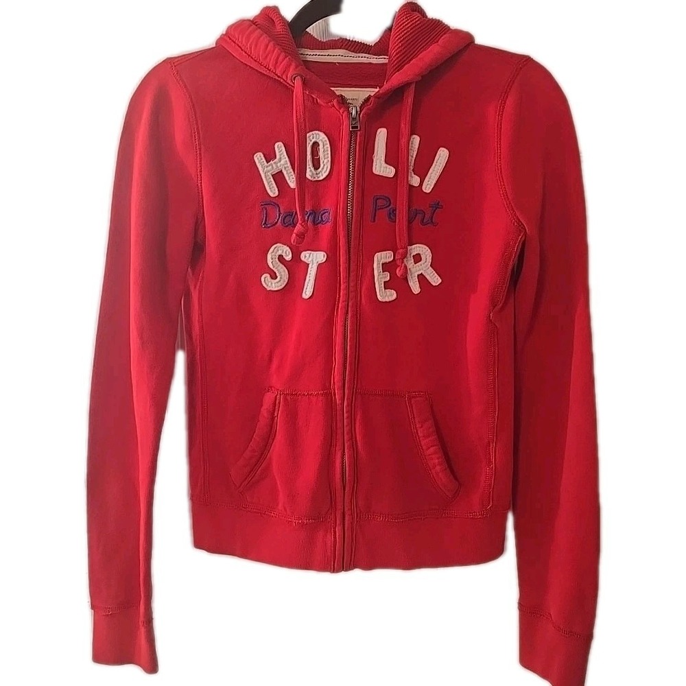 Hollister Y2k Dana Point‎ Red Full Zip Hooded Sweater Women's Size Medium